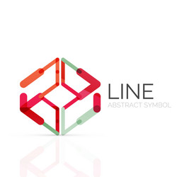 Linear abstract logo connected multicolored vector