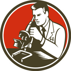 Retro Scientist with Microscope vector image