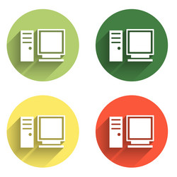 set computer monitor icon isolated with long vector image