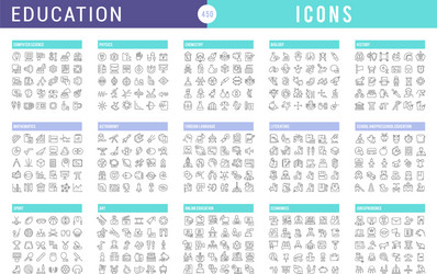 set line icons education vector