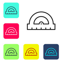 black line protractor grid for measuring degrees vector image