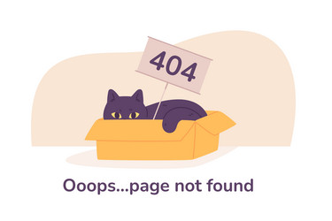 cat error page asleep kitten in box with 404 sign vector image