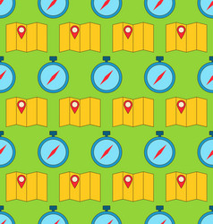 seamless pattern with maps and compass vector image