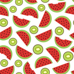seamless pattern with watermelon and kiwi vector image