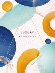 watercolor geometric shapes on poster cover design vector