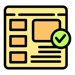 website page being optimized with check mark vector image