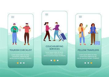 Budget tourism onboarding mobile app screen vector