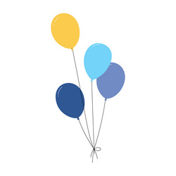 bundle of balloons with strings simple doodle vector image
