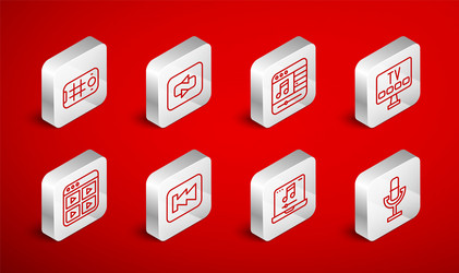 set line microphone repeat button music player vector image