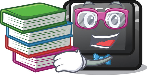 student with book f2 button on mascot computer vector image