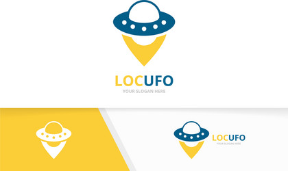 Ufo and map pointer logo combination vector