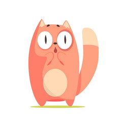 Funny surprised red cat with big eyes cute vector