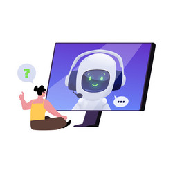 girl asking and consulting with robotic ai vector image