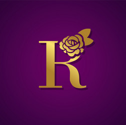 gold letter with rose flower for fashion logo vector