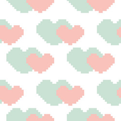 Heart seamless pattern with pixel style vector