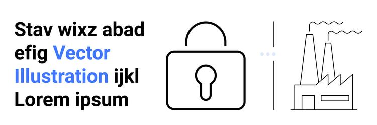 lock and factory outline representing security vector image