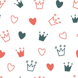 Hand drawn seamless pattern with doodle crowns Vector Image