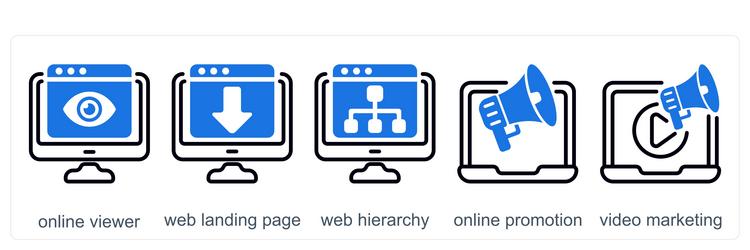 a set of 5 business icons as online viewer web vector image
