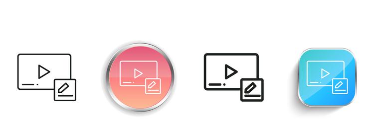 edit video icon thin linear regular and button vector image