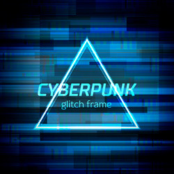 glitch cyberpunk frame with technology error vector image