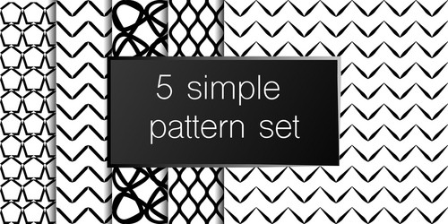 set 5 simple ornament patterns use for ceramic vector image