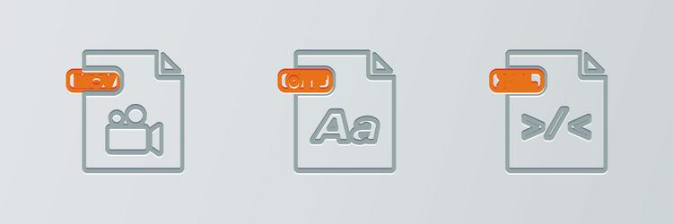 set line xsl file document mov and otf icon vector image