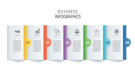 infographics rectangle paper index with 6 data vector