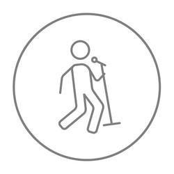 man singing with microphone line icon vector image