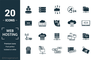 Web hosting icon set include creative elements vector