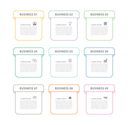 9 data infographics tab paper index template vector image
