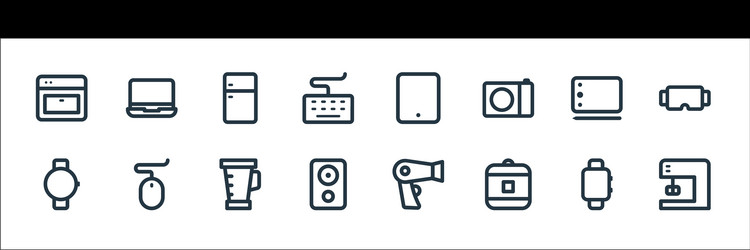 Electronic and device line icons linear set vector