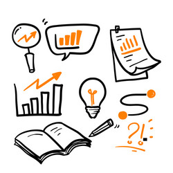 hand drawn graph chart light bulb analytics vector image