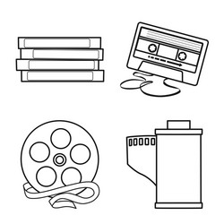isolated object player and device icon set vector image