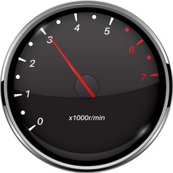 tachometer black device with chrome frame vector