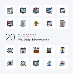 20 web design and development line filled color vector image