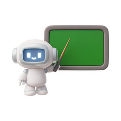 chatbot robot teacher with pointer stick shows vector image
