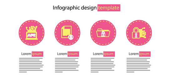 set line folder and lock cyber security document vector image