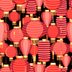 bright pattern with red lanterns vector image