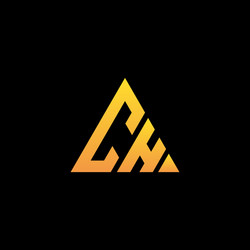 c h monogram initial logo with a yellow triangle vector image