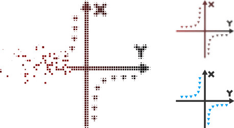 destructed pixel halftone dotted hyperbola plot vector image