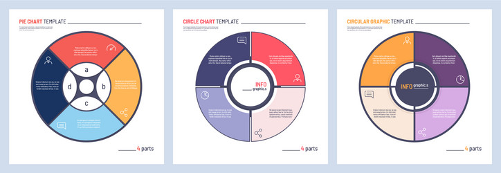 Set infographic circle chart templates vector