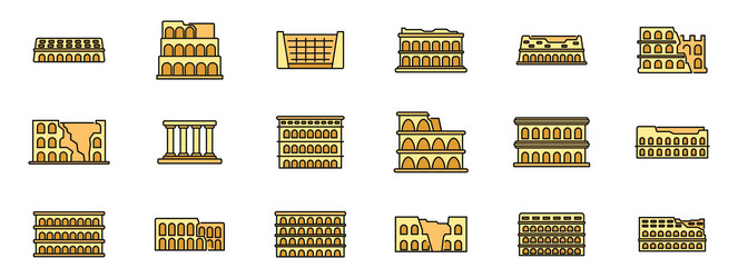set of coliseum icons representing ancient roman vector image