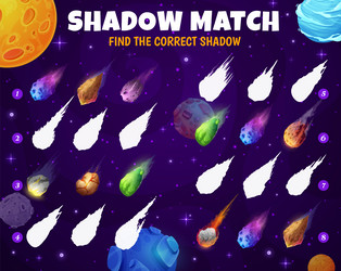 shadow match game with space comets asteroids vector image