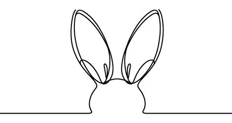 continuous line drawing of a rabbit looking up vector image