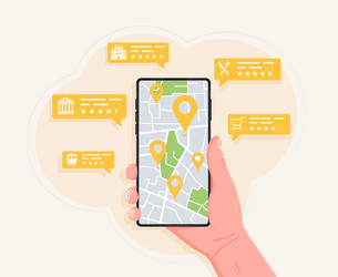 handheld mobile phone with navigation location vector image
