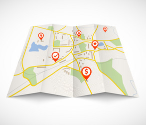 Navigation Map with Red Pins vector image