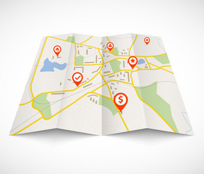 navigation map with red pins vector