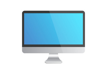 Realistic computer monitor blue glossy display vector