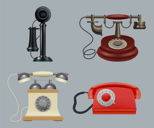 retro phones realistic old style vintage gadgets vector