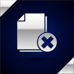 silver delete file document icon isolated on dark vector image